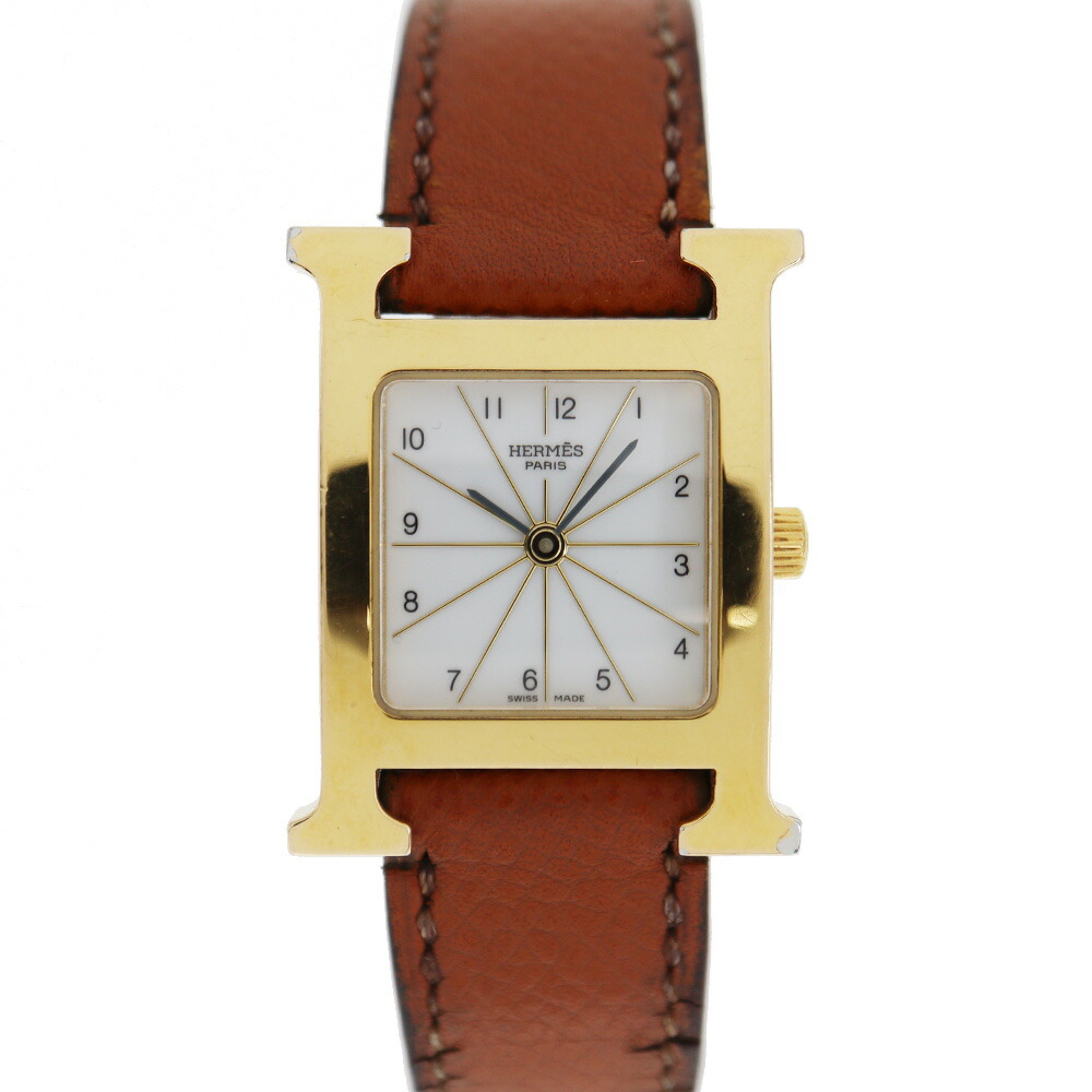 エルメス Hermes HH1.210 H御覧なさる 石英 白いこと文字記号盤 レディース ステンレス鋼【中古】