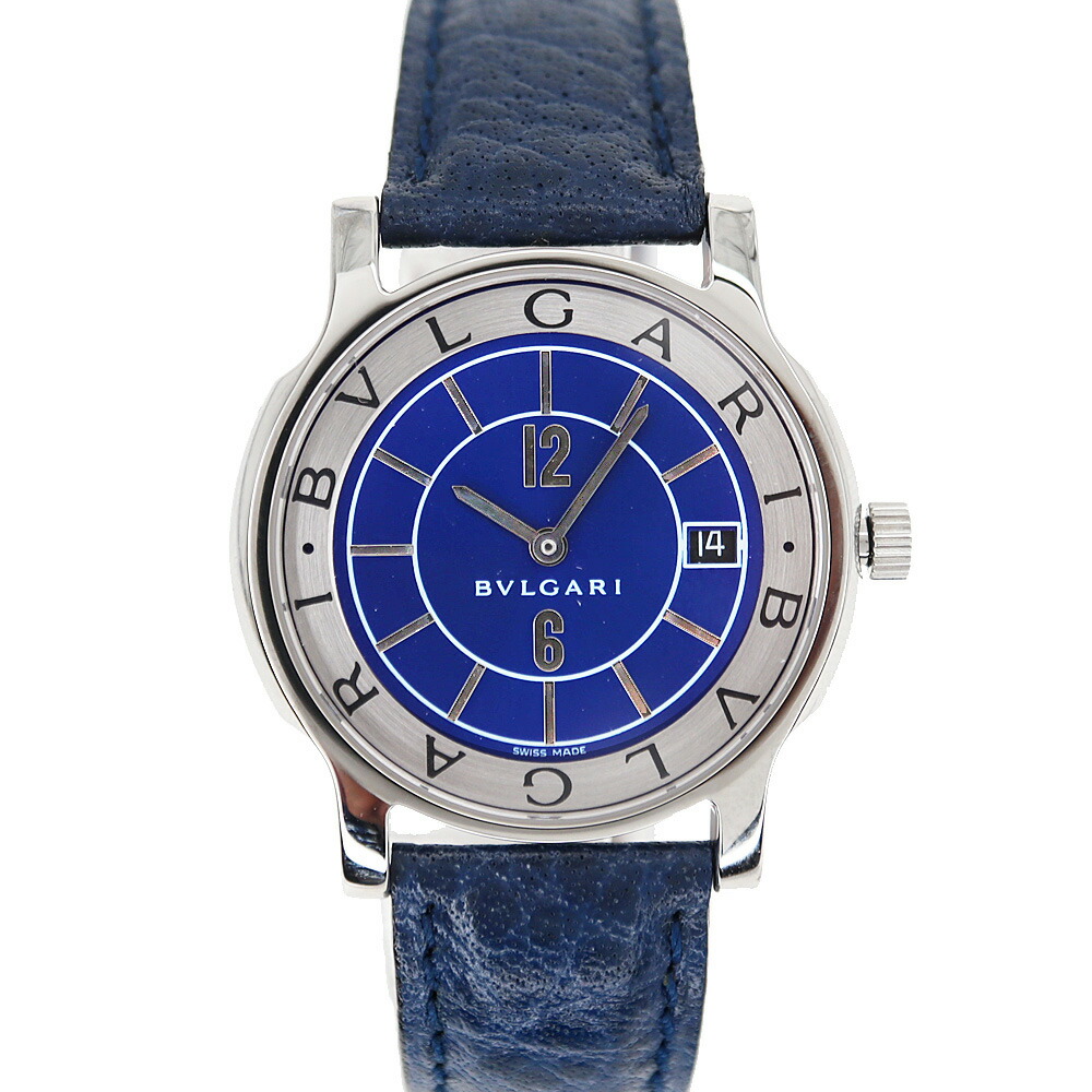 ブル小峡谷 Bvlgari ST35S ソロペース 石英 ボーイズ 青色 ウォッチ【中古】