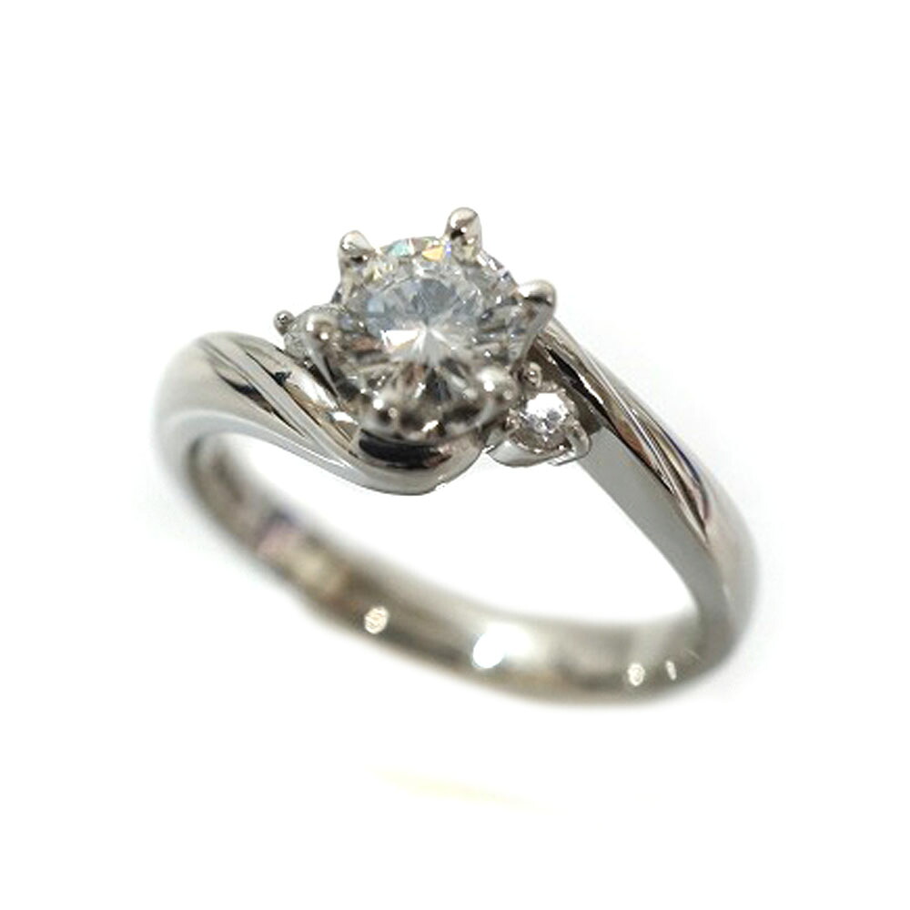 Pt900 プラチナ D0.405ct D0.04ct ダイヤモンド リング 【中古】