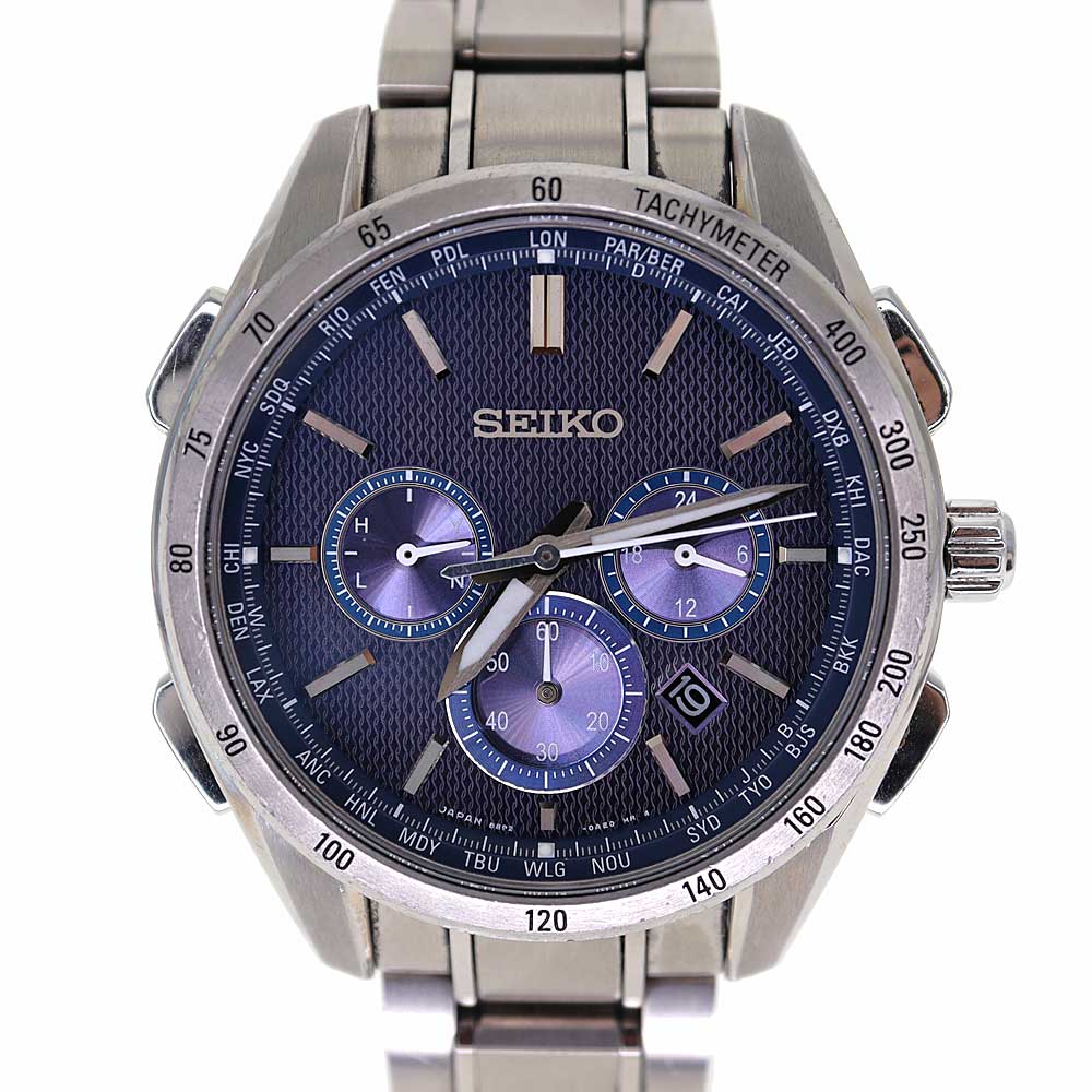 セイコー Seiko SAGA191/8B92-0AB0 ブライツ ワールドタイム・ソーラー電波 フライトエキスパート メンズ 腕時計 ブルー 【中古】｜質屋かんてい局 店 26,265円