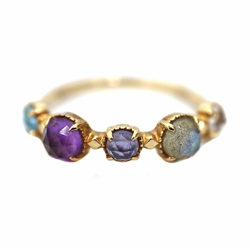 アガット agate マルチストーンリング レディース K10YG 10金 イエローゴールド【中古】 29,237円