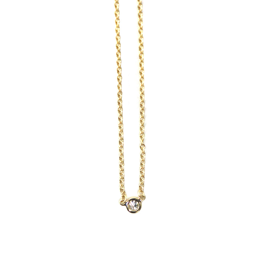 ティファニー Tiffany&Co. バイザヤードネックレス シングル K18YG 18金 ダイヤモンド レディース イエローゴールド【中古】|質屋かんてい局 店