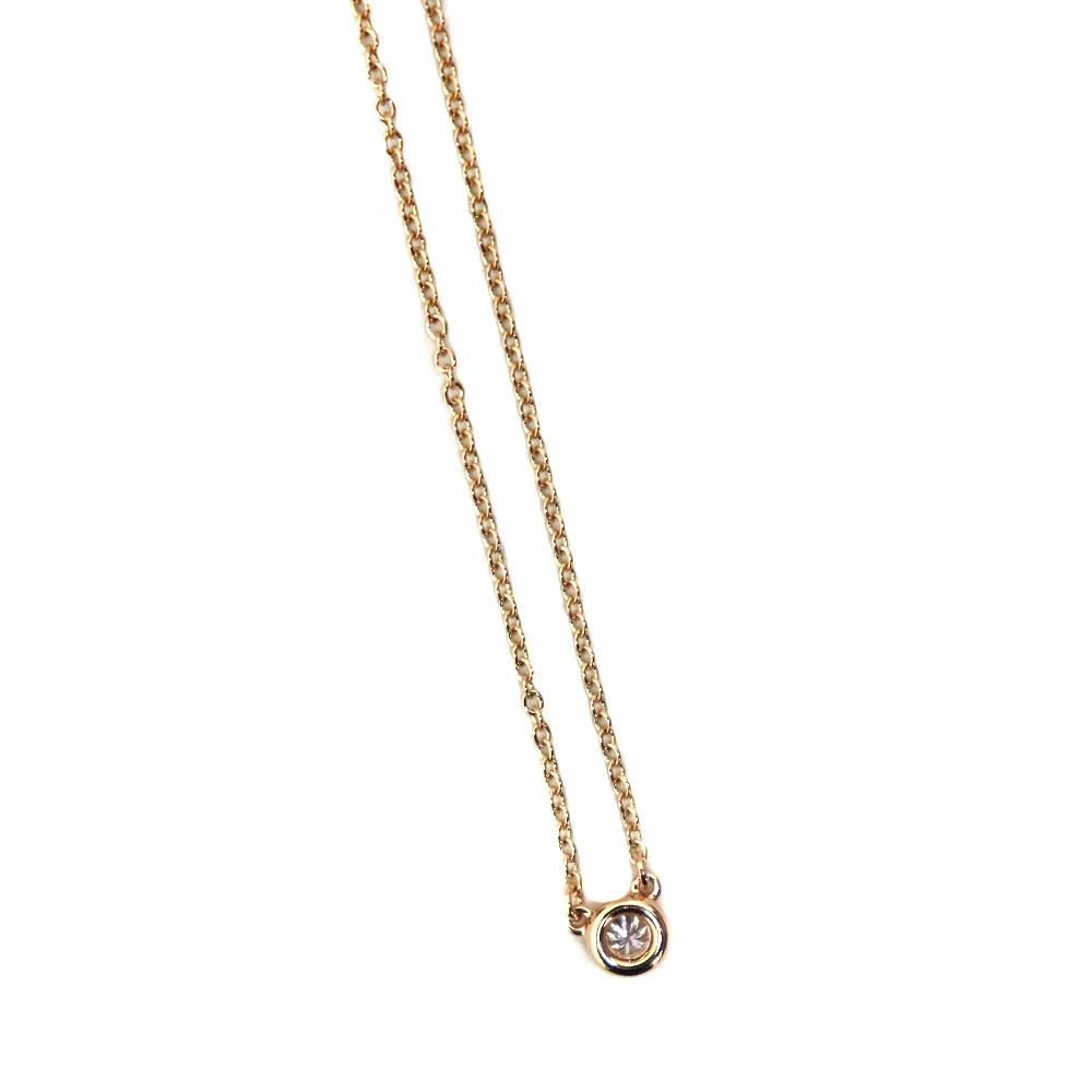 ティファニー Tiffany&Co. バイザヤードネックレス シングル K18PG 18金 ダイヤモンド レディース ピンクゴールド【中古】