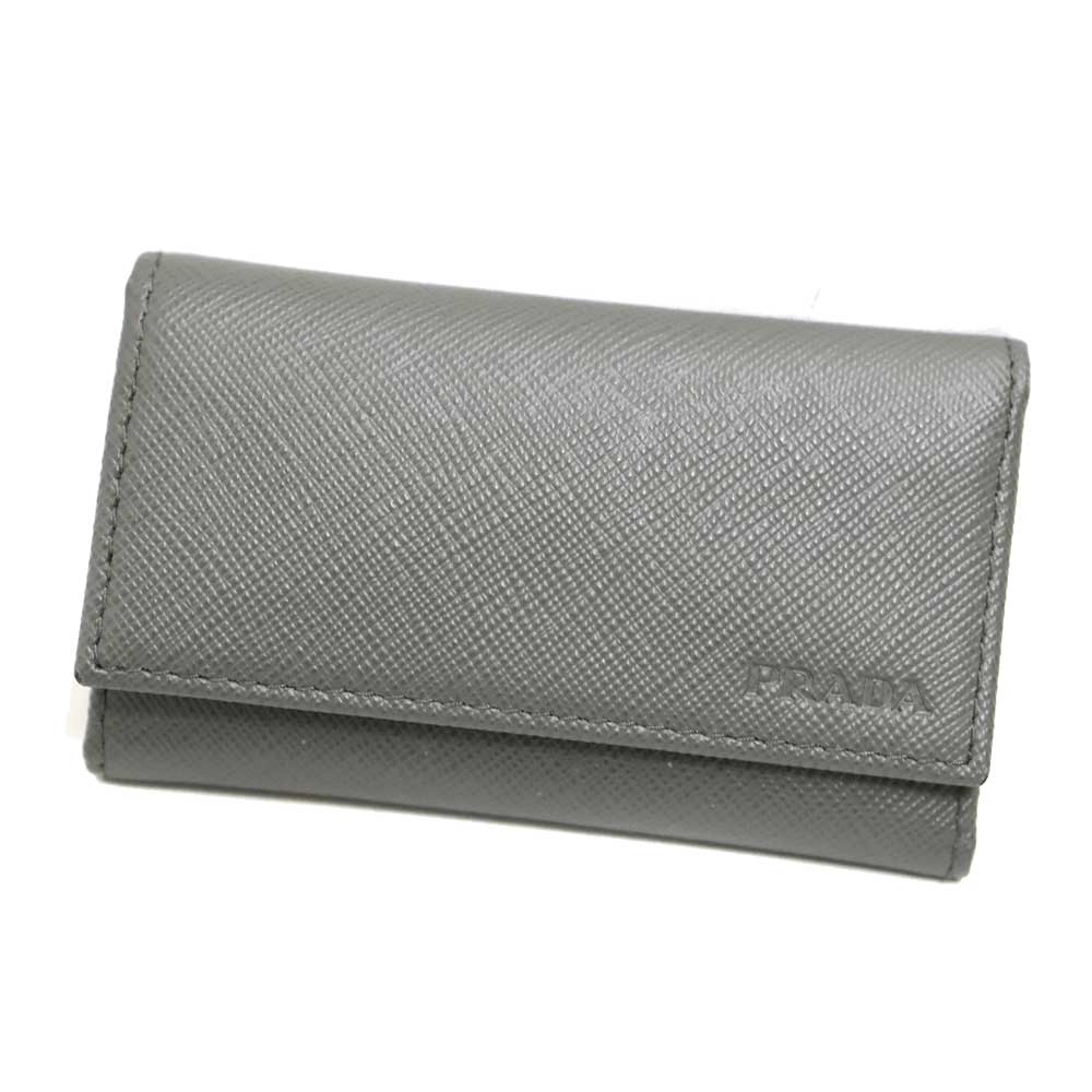 プラダ Prada 2PG222 6連キーケース ユニセックス レザー グレー【中古】