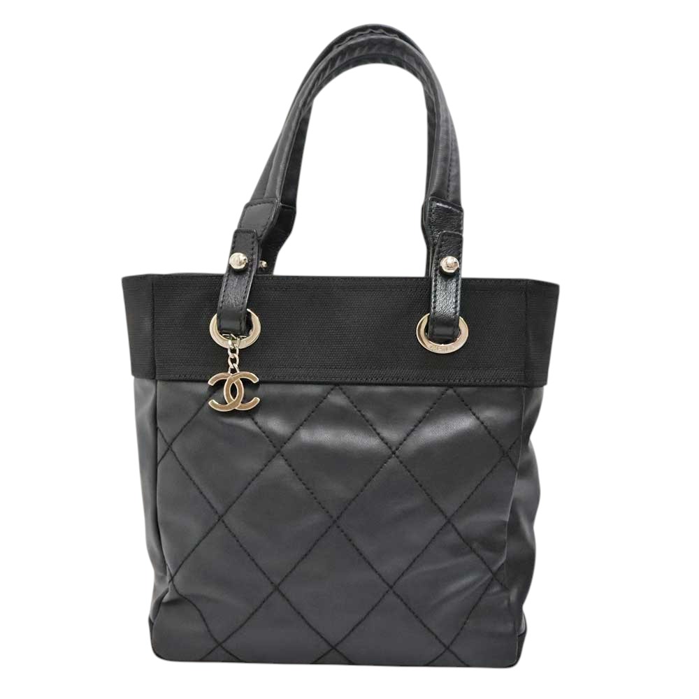 シャネル Chanel A34208 パリビアリッツ PM トートバッグ レディース コーティングキャンバス/レザー ブラック【中古】
