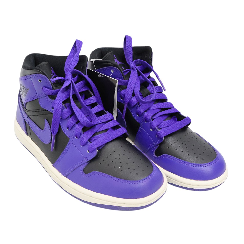 ナイキ Nike BQ6472-051 エアジョーダン1 スニーカー レディース なめし革 黒いこと×パープル【中古】 靴-スニーカー-レディース靴