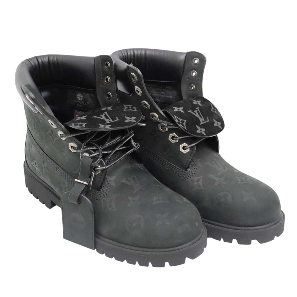 ルイヴィトン Louis vuitton 1AD73B アンクルブーツ Timberland共同研究 メンズ スエードクロス/なめし革 黒いこと【中古】