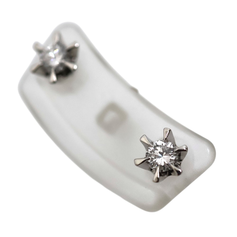 Pt850 プラチナ850 ダイヤモンド ピアス レディース シルバーカラー アクセサリー ジュエリー【中古】