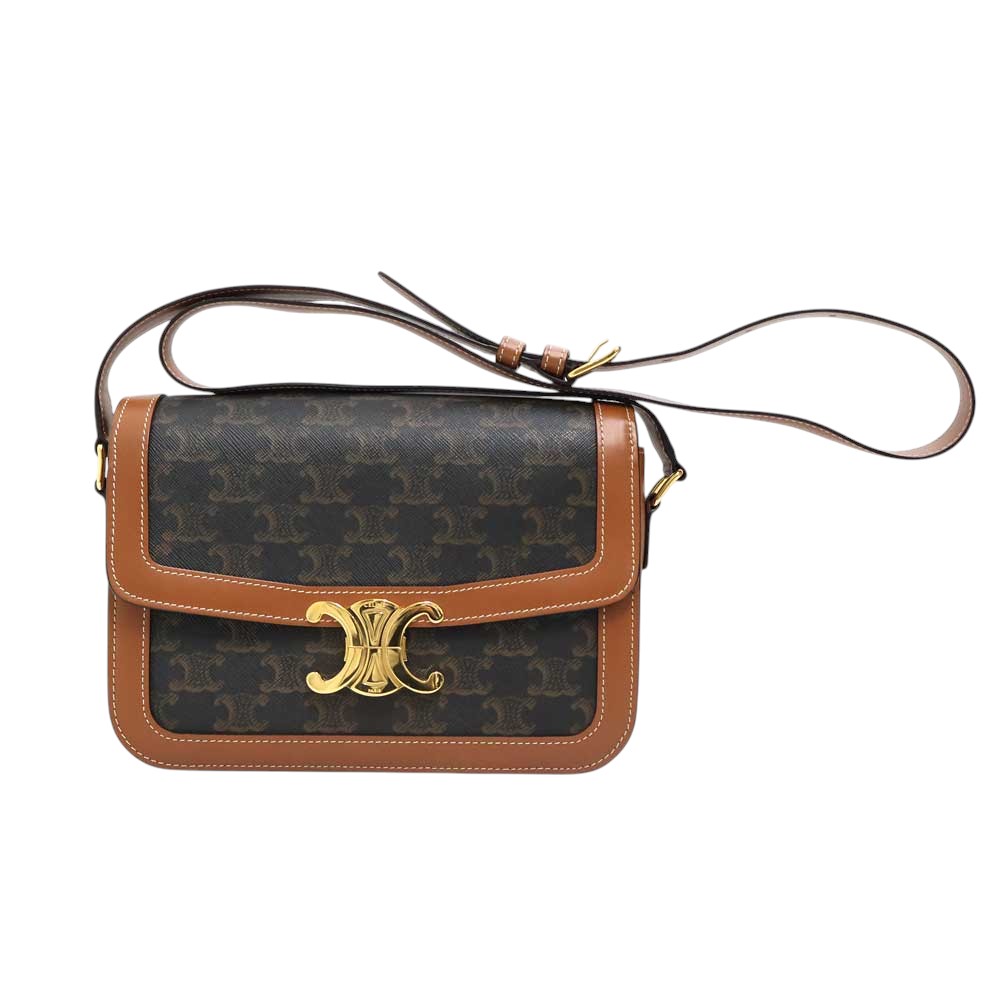 セリーヌ Celine 191242 BZ4.04LU クラシックトリオンフ ショルダーバッグ レディース なめし革/PVC 赤銅色【中古】