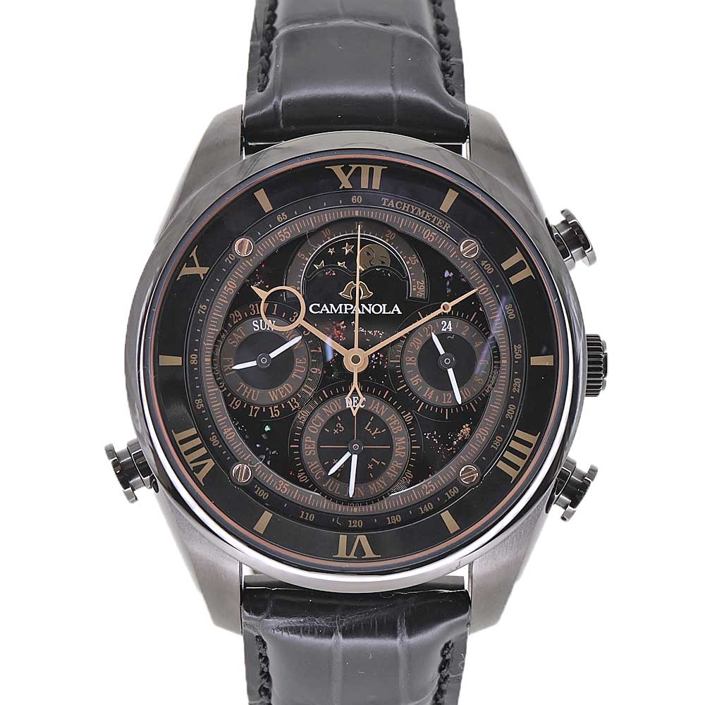 シチズン Citizen AH4086-13E カンパノラ グランドコンプリケーション 宙顕 メンズ 石英 ウオッチ 黒いこと【中古】