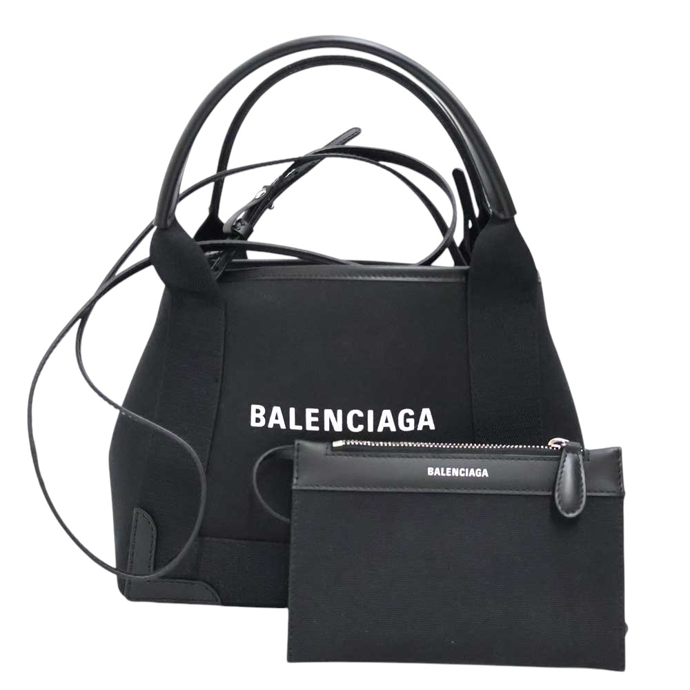 バレンシアガ Balenciaga 390346 ネイビーカバ XS 2WAYバッグ ユニセックス キャンバス&times;レザー ブラック【中古】｜質屋かんてい局 店