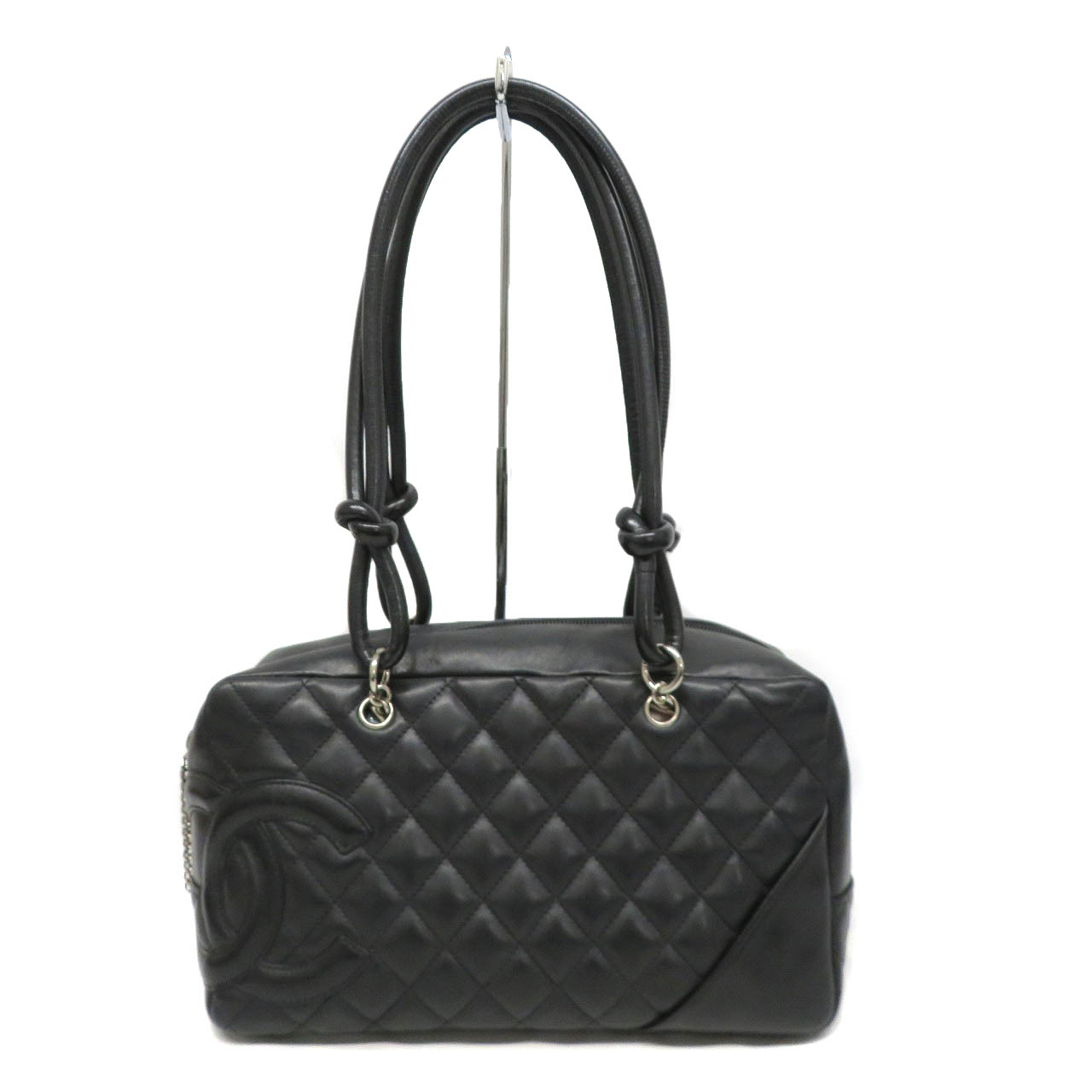 シャネル カンボンライン ボーリングバッグ ココマーク ラムスキン ベージュ 黒 11880374.jpg