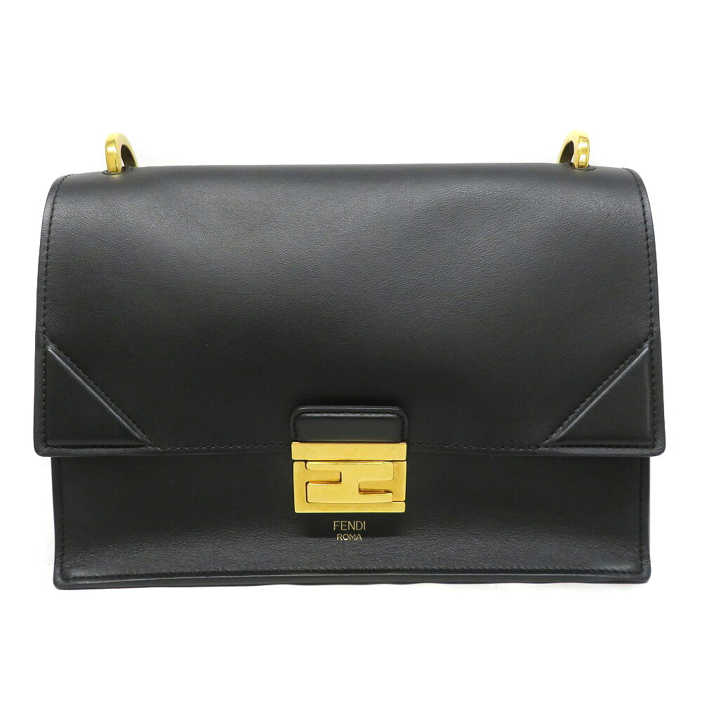 フェンディ Fendi キャンユー ミディアムバッグ レザー ブラック ゴールド金具 レディース 【中古】