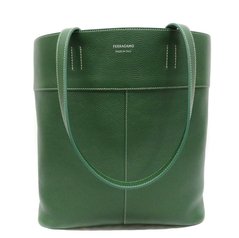 サルヴァトーレ フェラガモ Salvatore Ferragamo 24 1653 2WAYトートバッグ なめし革 緑であること色つや 【中古】