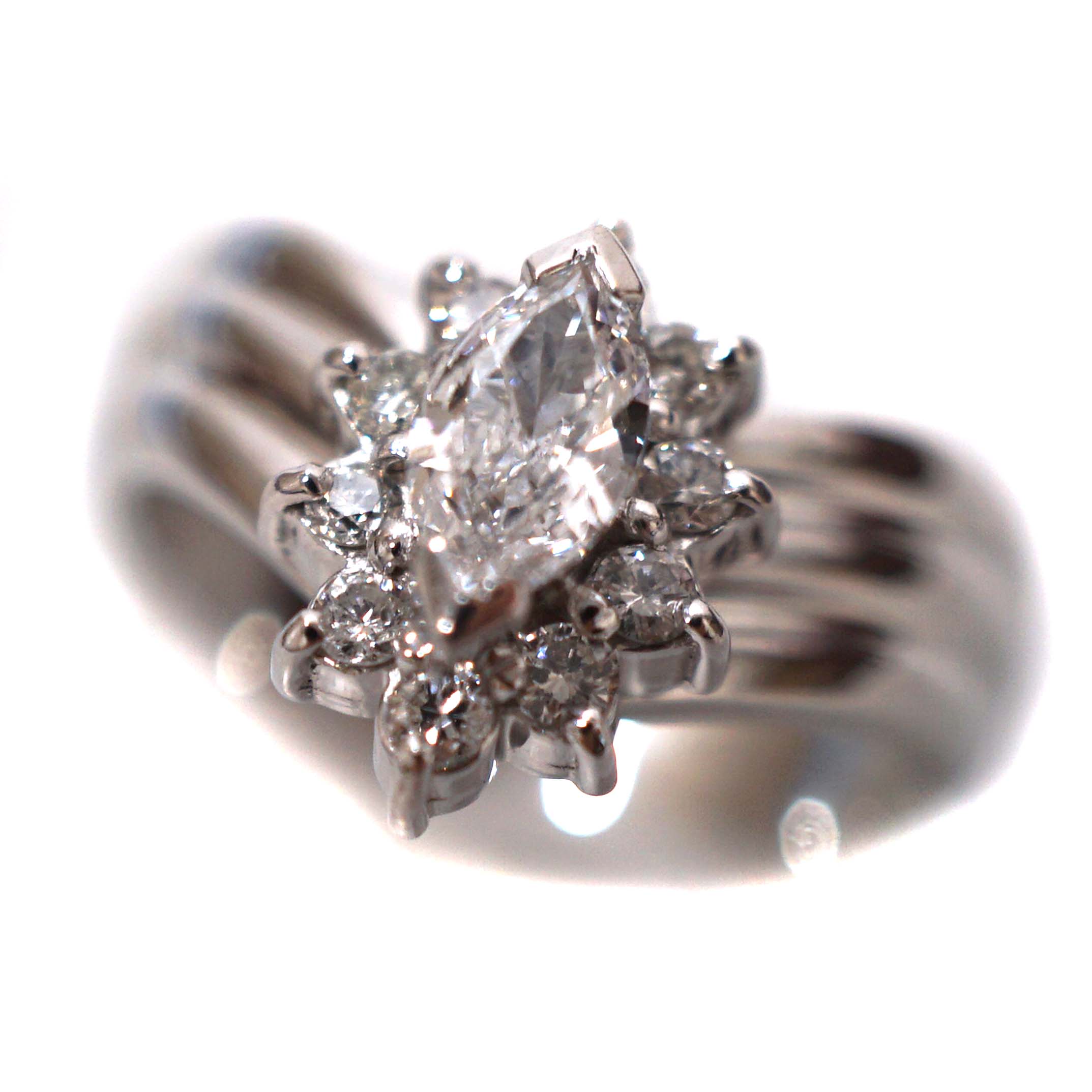 Pt850 プラチナ D0.26ct D0.18ct ダイヤモンド リング レディース ジュエリー アクセサリー 【中古】