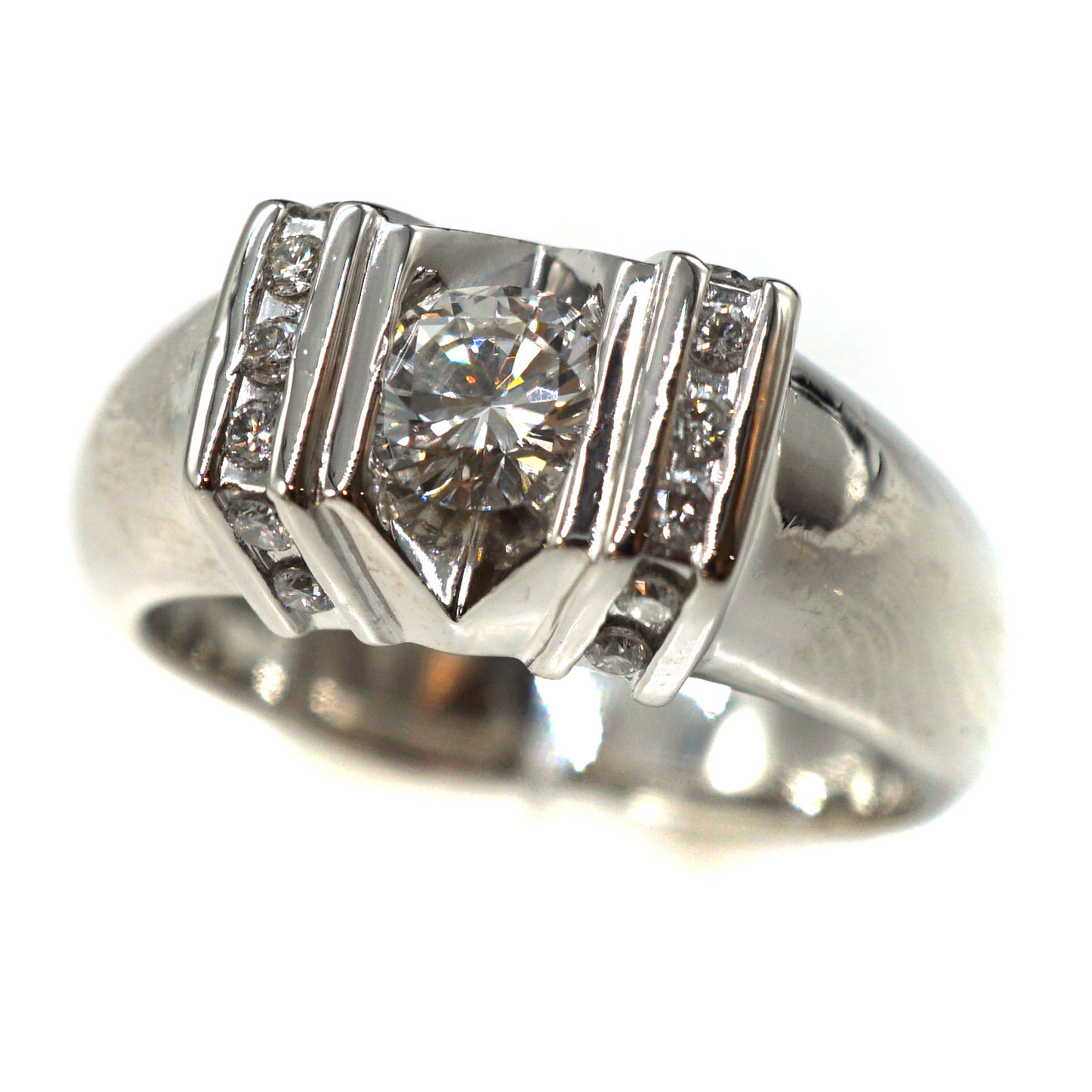 Pt900 D0.604ct D0.23ct デザインリング レディース メンズ ジュエリー アクセサリー 【中古】