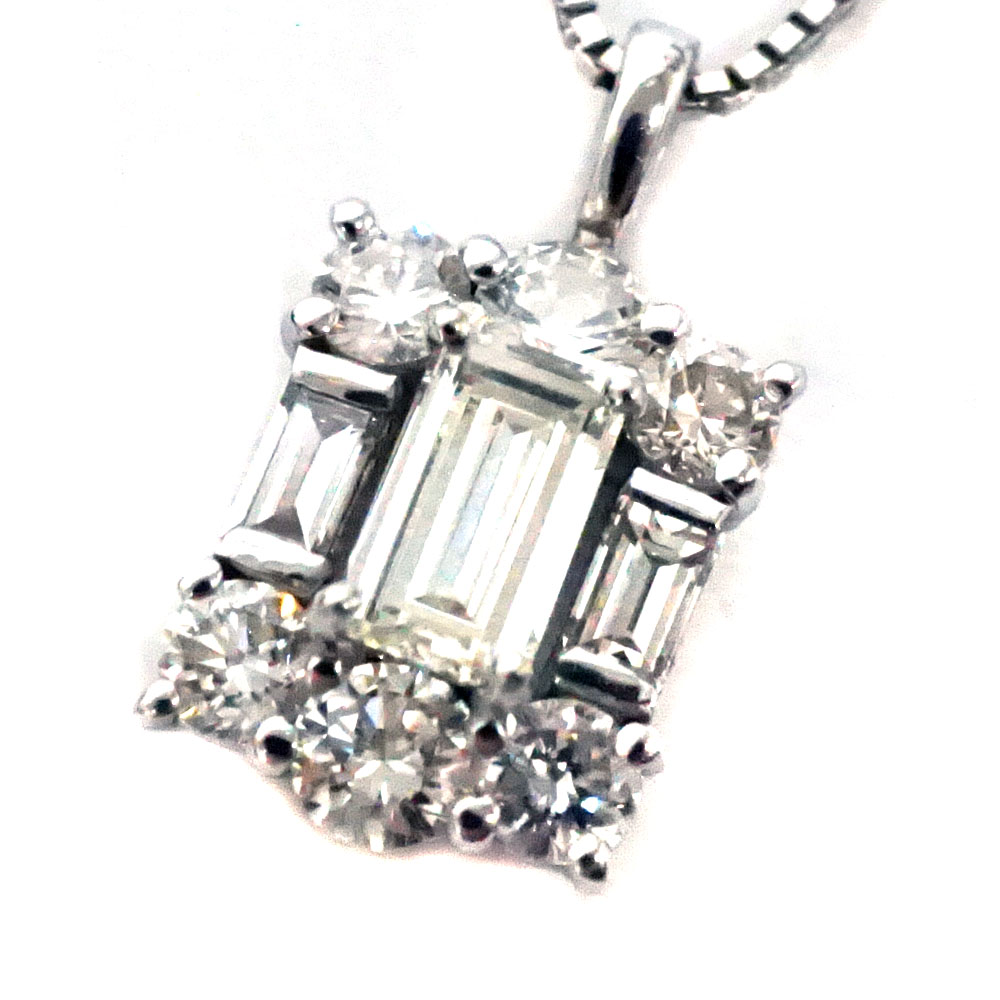 K18WG D0.41ct D0.20ct ネックレス ダイヤモンド レディース ジュエリー アクセサリー 【中古】