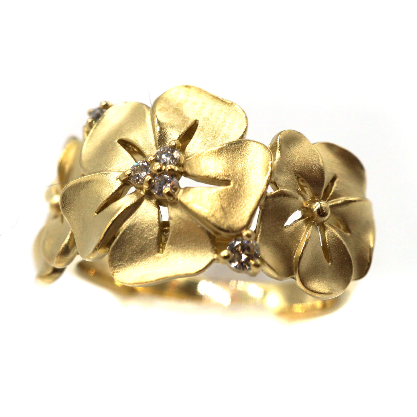 K18 D0.08ct デザインリング レディース ジュエリー アクセサリー 【中古】