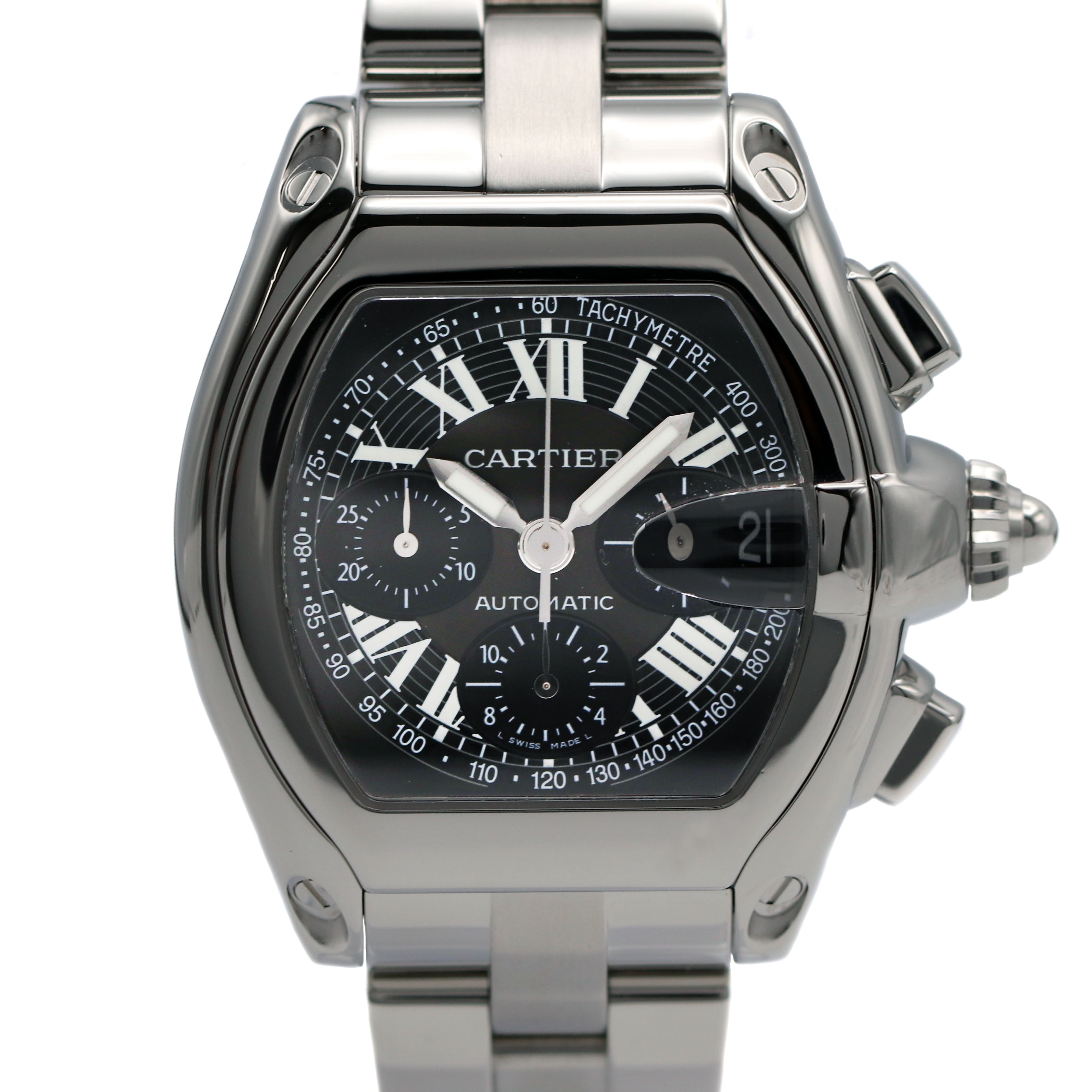 カルティエ Cartier W62020X6 ロードスタークロノ XL メンズ タキメーター ステンレス 腕時計 自動巻き 【中古】