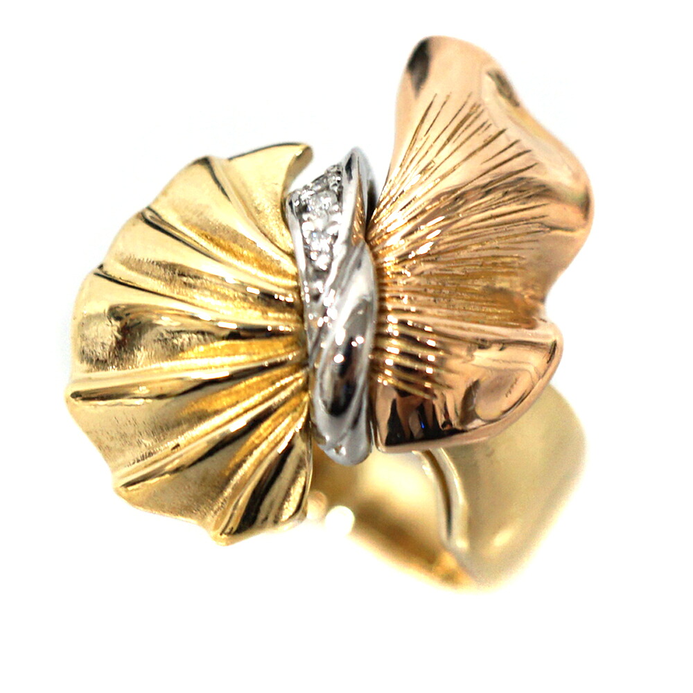 K18 Pt900 D0.02ct ダイヤモンドリング レディース ジュエリー アクセサリー 【中古】