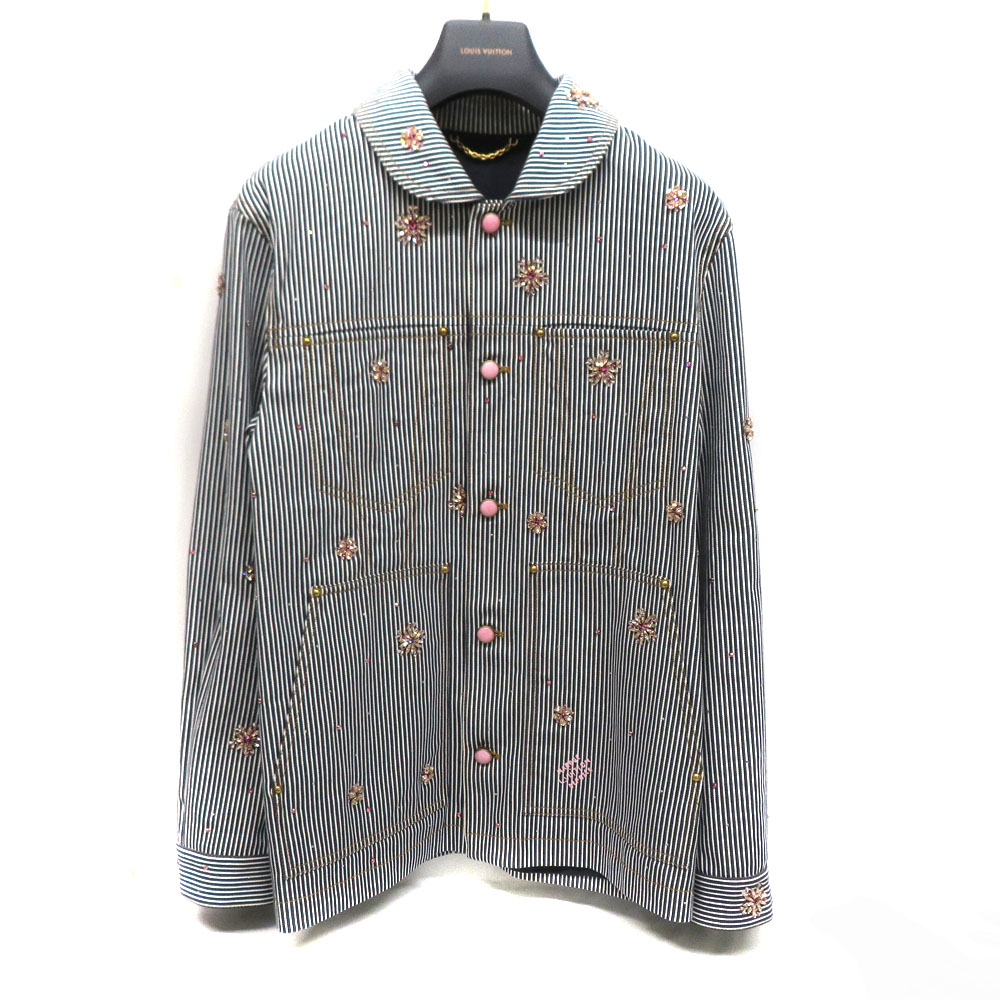 ルイヴィトン Louis Vuitton RM252M WIP HTA79W ヒッコリーデニムジャケット 大きさ46 レディース  メンズ 流行り物 御召しもの 【中古】