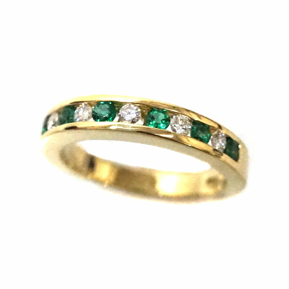 ティファニー　ツイスト　ダイヤモンド　エメラルド　ゴールドリング　750 YG ティファニー ツイスト ダイヤモンド エメラルド ゴールドリング 750