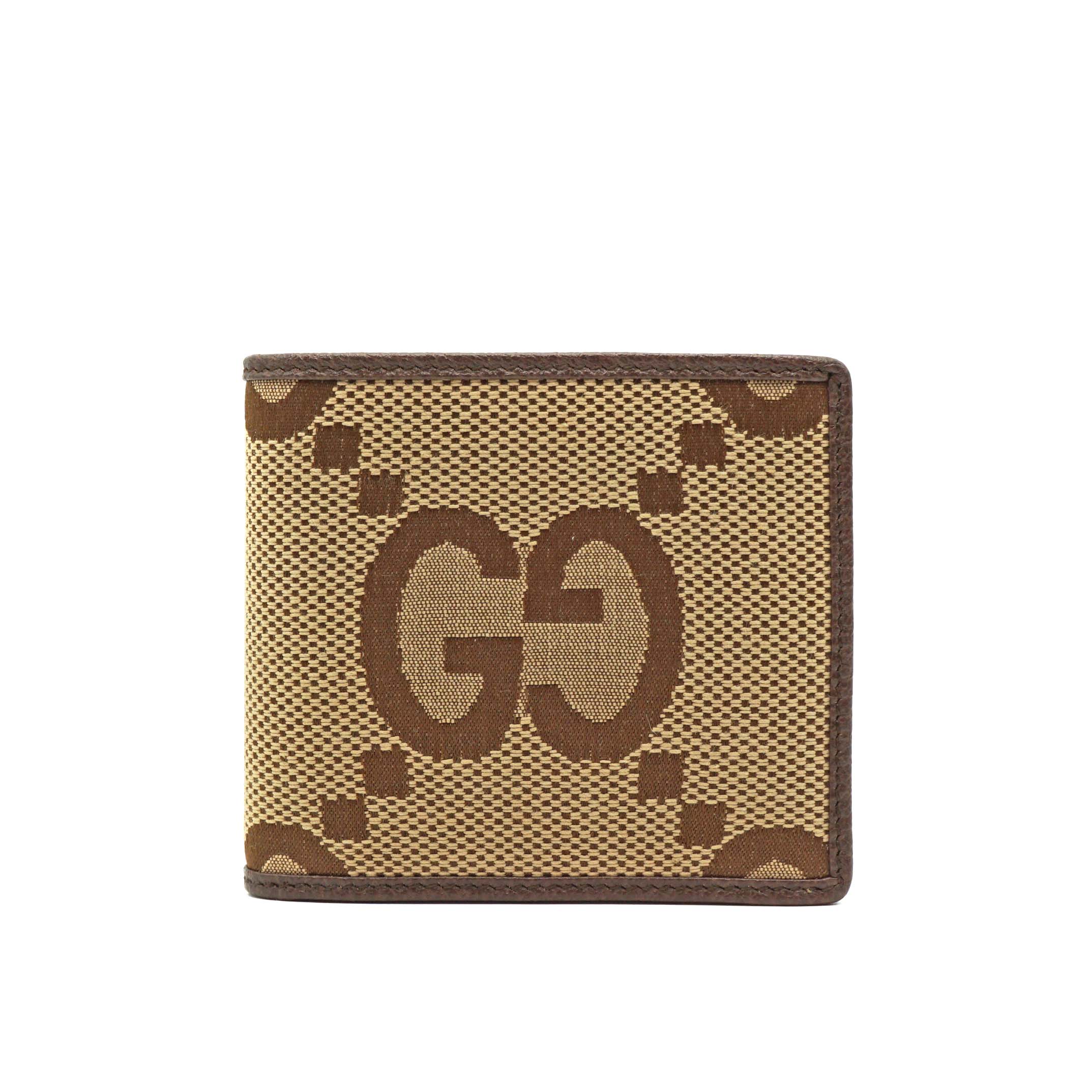 グッチGUCCI 699314 二つ折り紙入れ GGジャンボ ユニ一発やる 帆布 ベージュ 【中古】