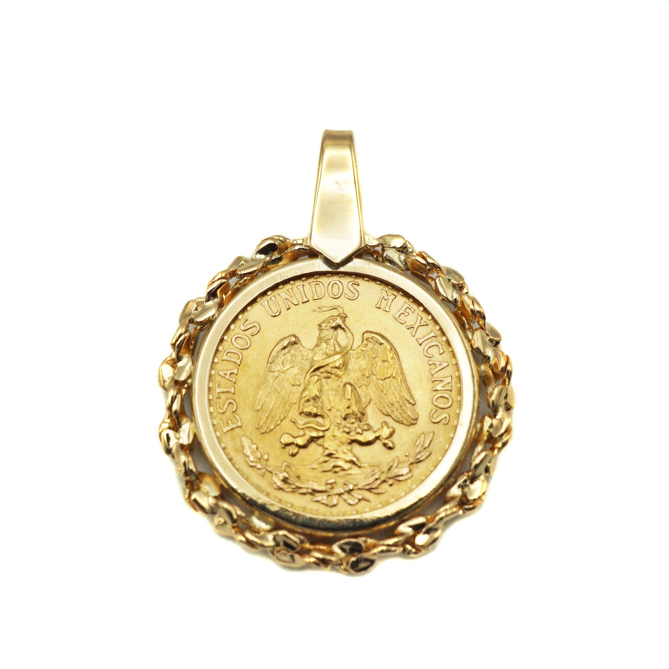 K18枠2ペソ鋳貨付いの一番 K21.6 2.6g 金貨 鷲 1945年 宝飾品 佩び物 【中古】