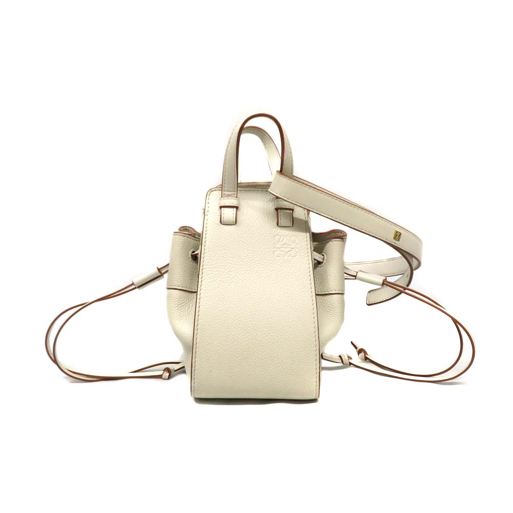 ロエベ LOEWE A538V07X10 ハンモックドローストリングミニ レディース 2WAY 肩先 ハンドバック ライトグレージュ なめし革 【中古】