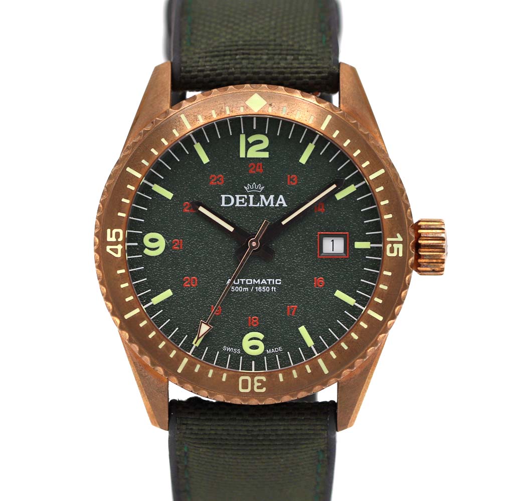 デルマ DELMA 31601.726.6.144 ケイマン･ブロンズ 自動小銃 不都合製作 分野押さえる999本 メンズ ダイバーズ 【中古】