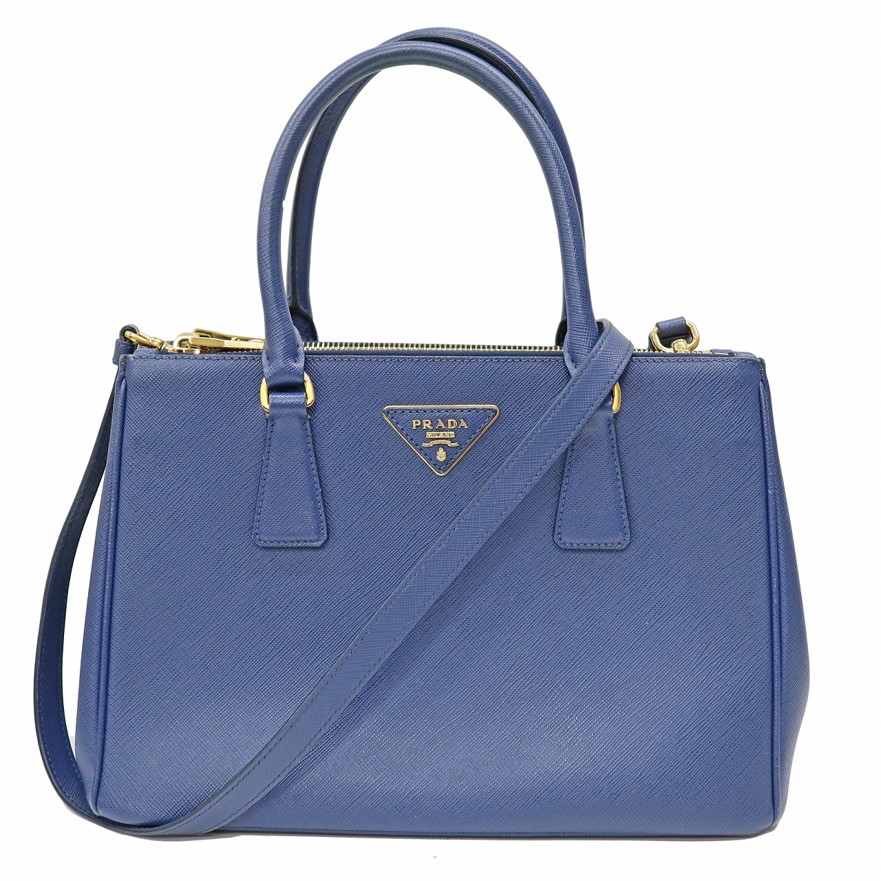 プラダ Prada 1BA863 ガレリア 並み並み 2WAY御徒面子 レディース なめし革 青色 【中古】
