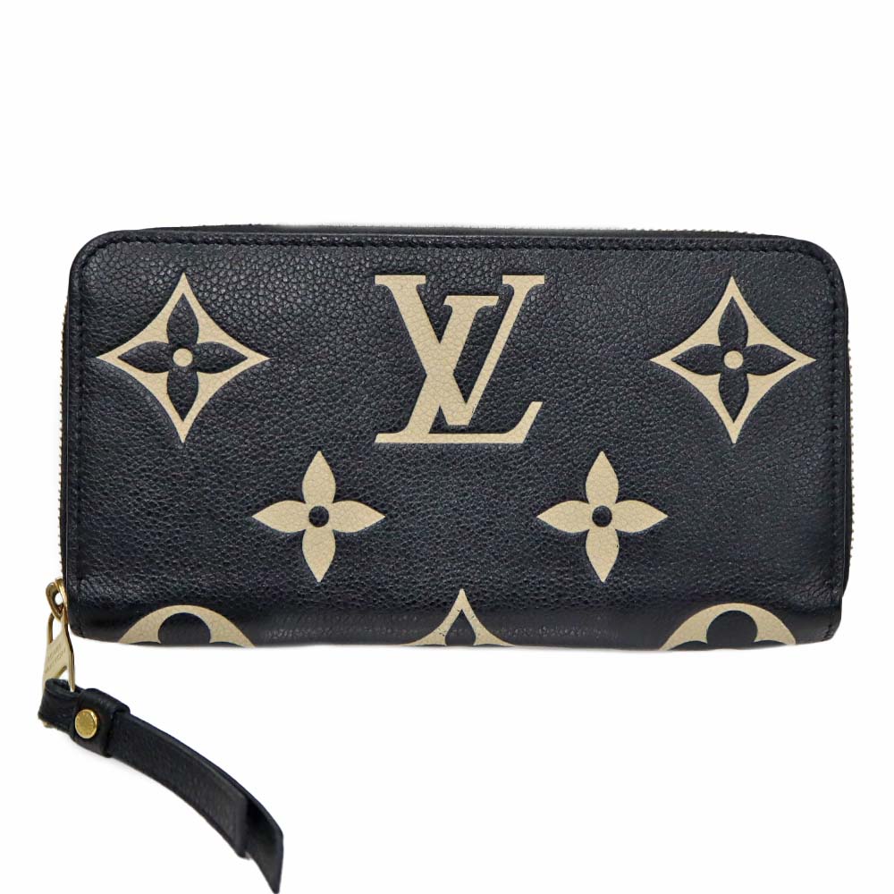 ルイヴィトン Louis Vuitton M80481 ジッピーウォレット ブラック ベージュ【中古】