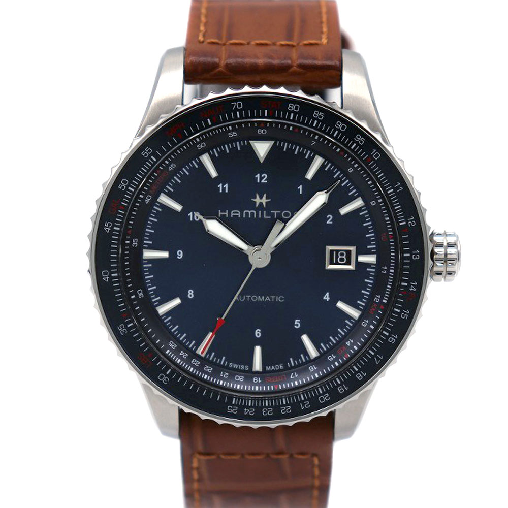 ハミルトン Hamilton H76645540 カーキアビエーション コンバーター オート ブルー メンズ オートマチック 【中古】