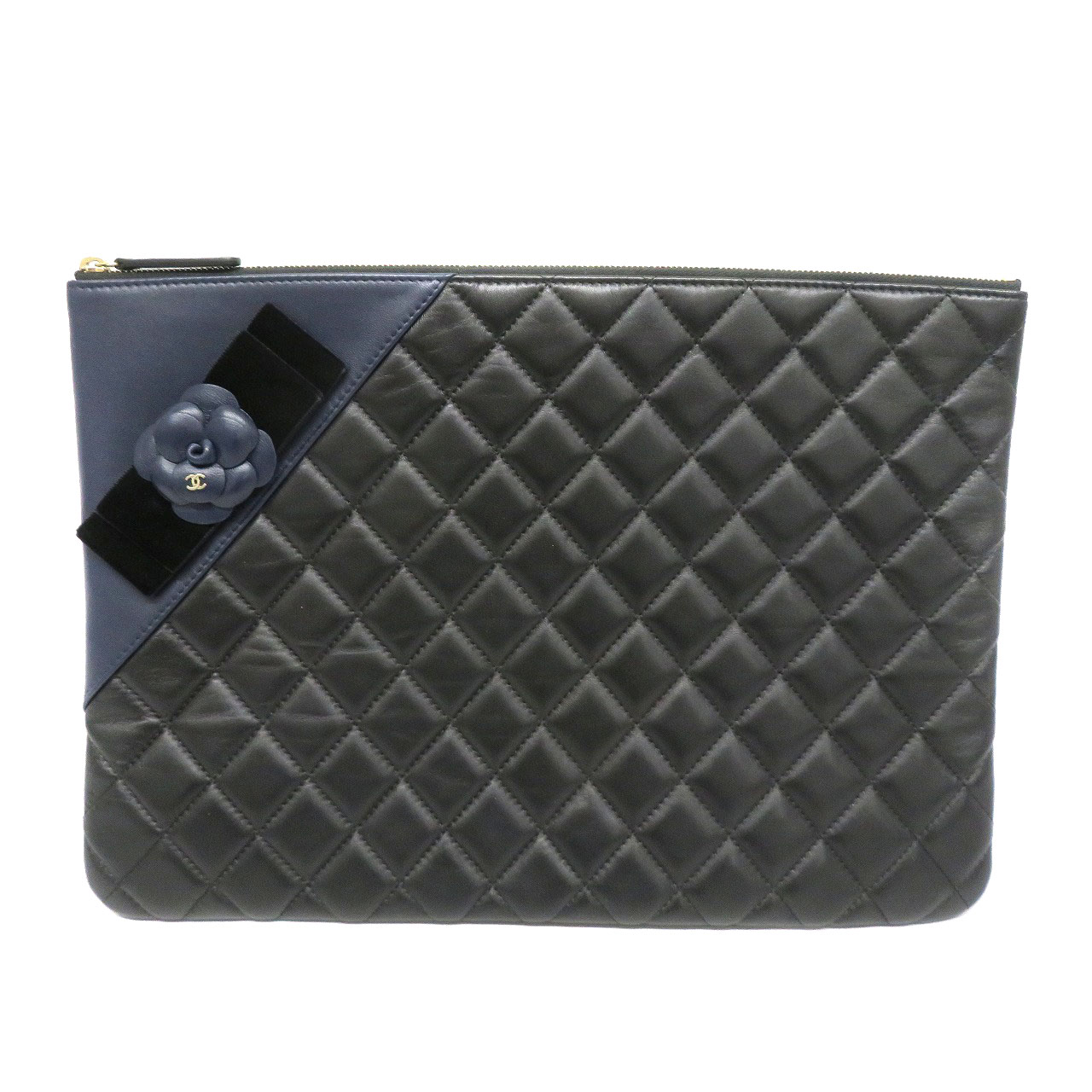 シャネル Chanel 82699 クラッチペダル御徒面子 黒いこと 子ヒツジ素はだ カメリア  【中古】