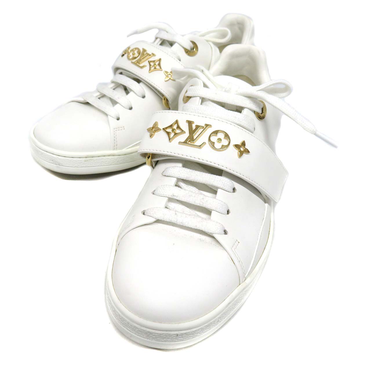 ルイヴィトン Louis Vuitton 1A95Q2 フロントローラインスニーカー 靴 シューズ レディース モノグラム ゴールド 白いこと【中古】