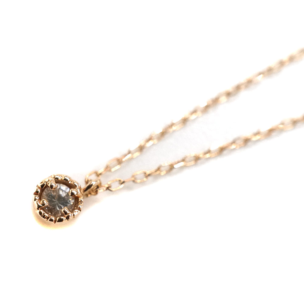 K10ピンクゴールド ネックレス アクセサリー ダイヤモンド0.03ct【中古】
