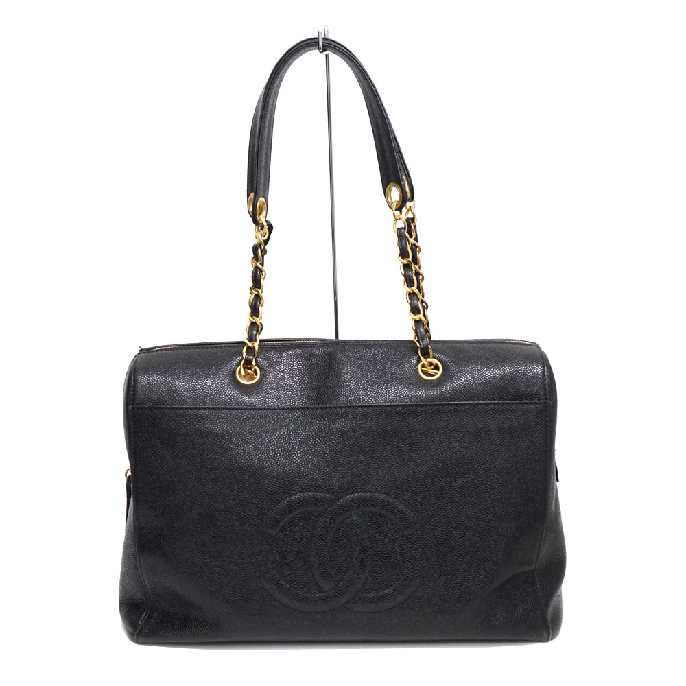 シャネル Chanel チェーントート バッグ キャビアスキン ブラック 【中古】