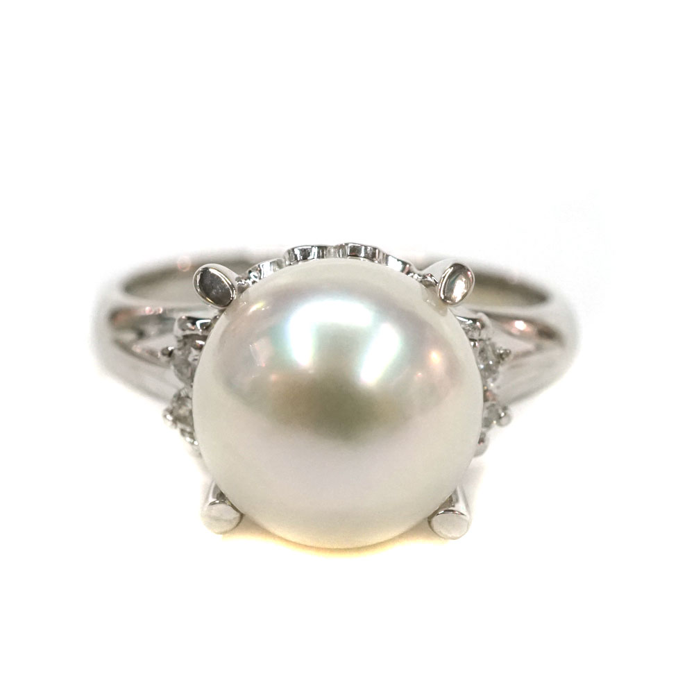 Pt900 プラチナ リング アクセサリー 指輪 ダイヤモンド0.06ct パール【中古】