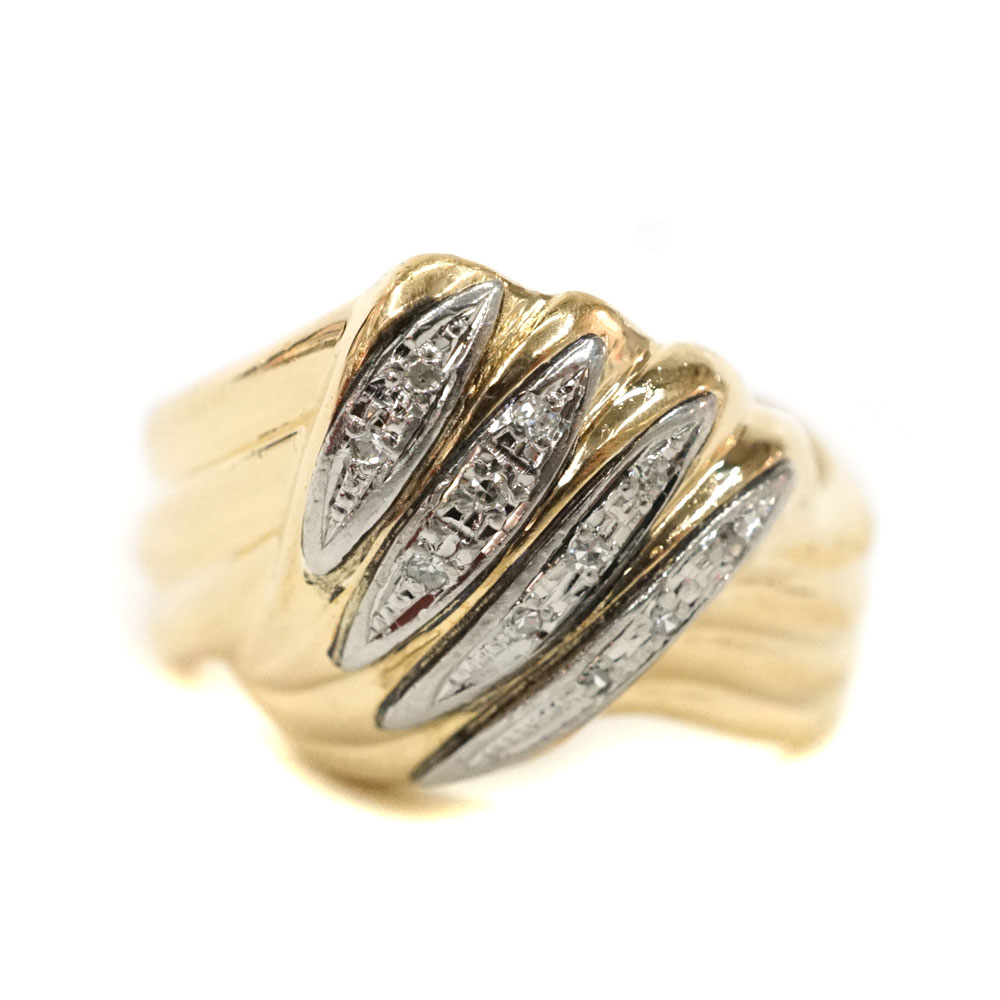 K18 Pt900 18金 プラチナ900 イエローゴールド リング アクセサリー 指輪 ダイヤモンド0.04ct 【中古】