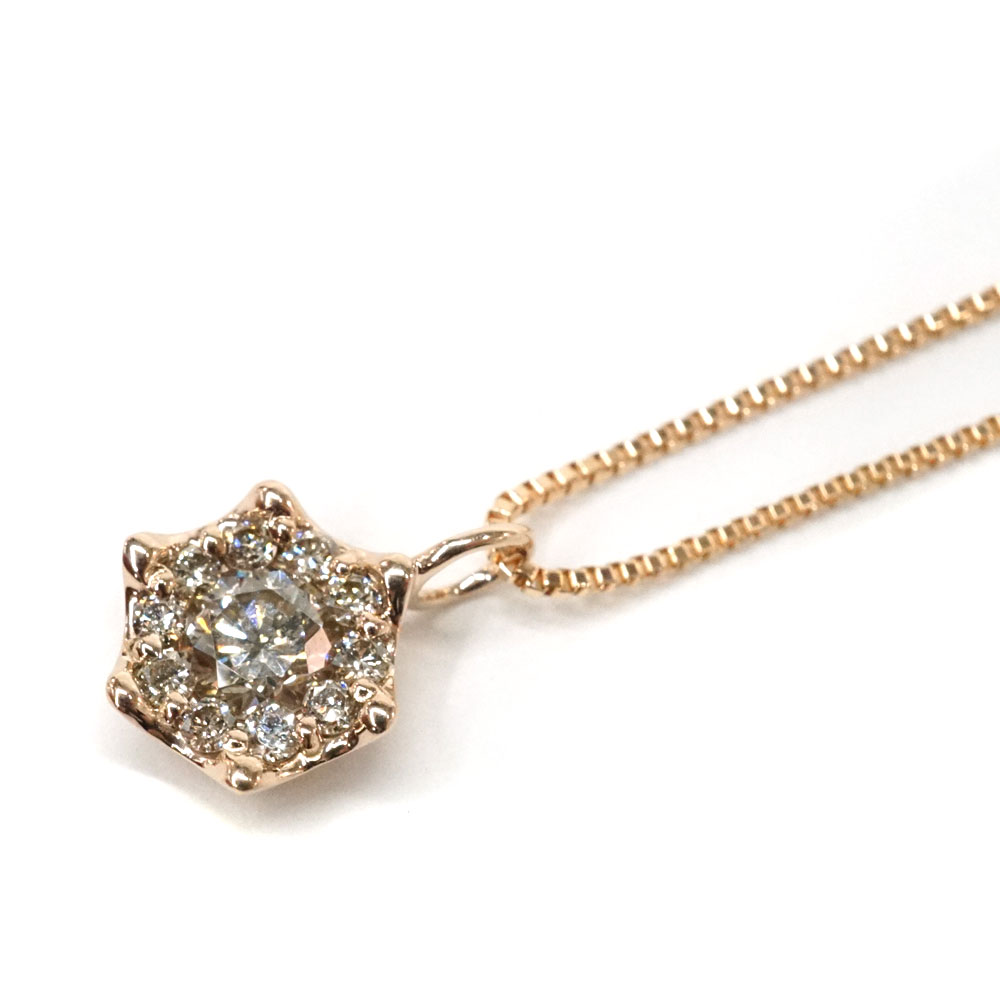 K18PG 18金 ピンクゴールド ネックレス ダイヤモンド0.31ct【中古】