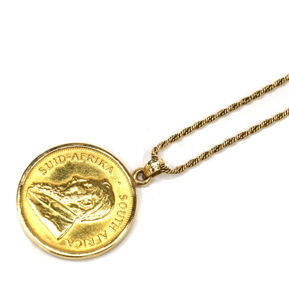 K2418金 24金 1/4ozコイン付きネックレス アクセサリー【中古】