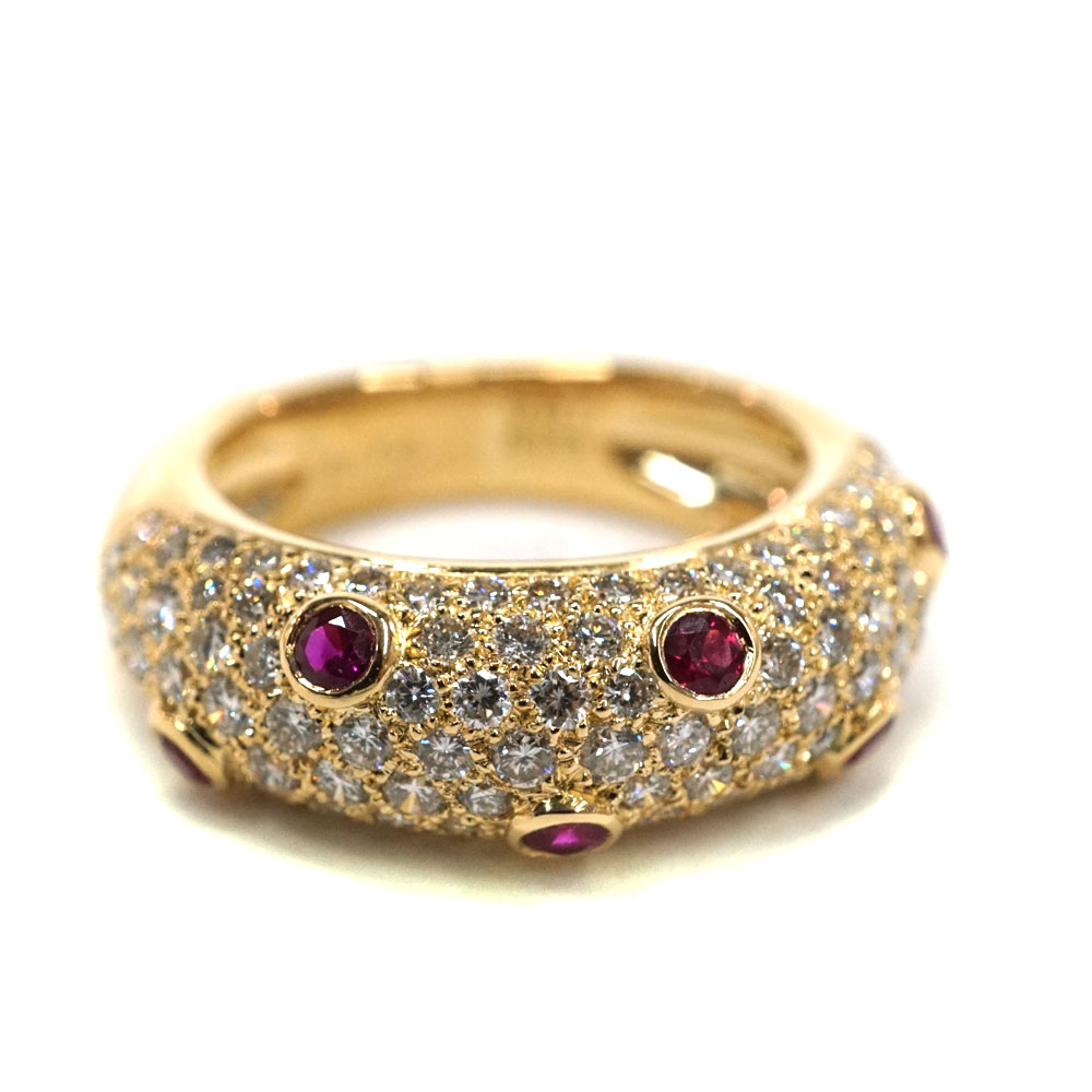 K18 18金 ルビー0.31ct ダイヤモンド1.41ct リング アクセサリー 指輪【中古】