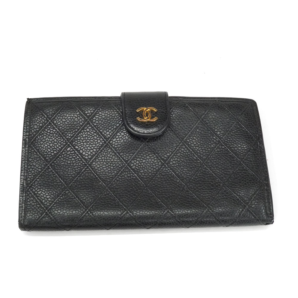 シャネル Chanel 蝦蟇口紙入れ 黒いこと 紙入れ【中古】