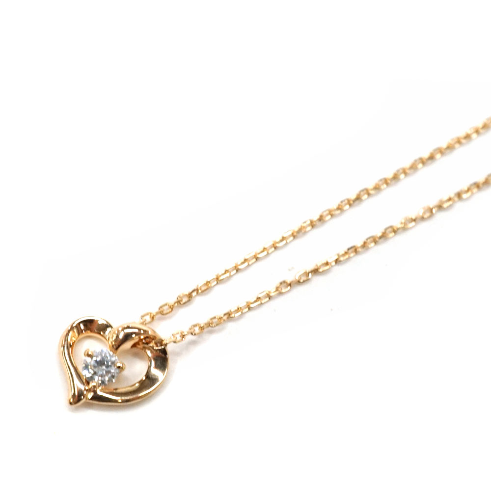 ヨンドシー 4℃ ネックレス K18 18金 ダイヤモンド アクセサリー ゴールド ハート【中古】