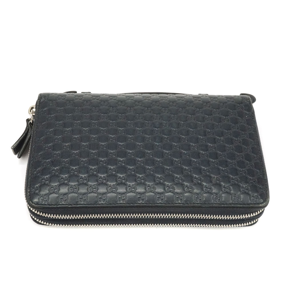 グッチ Gucci 449246 旅行入れもの  ラウンドジッパー長紙入れ 黒いこと【中古】