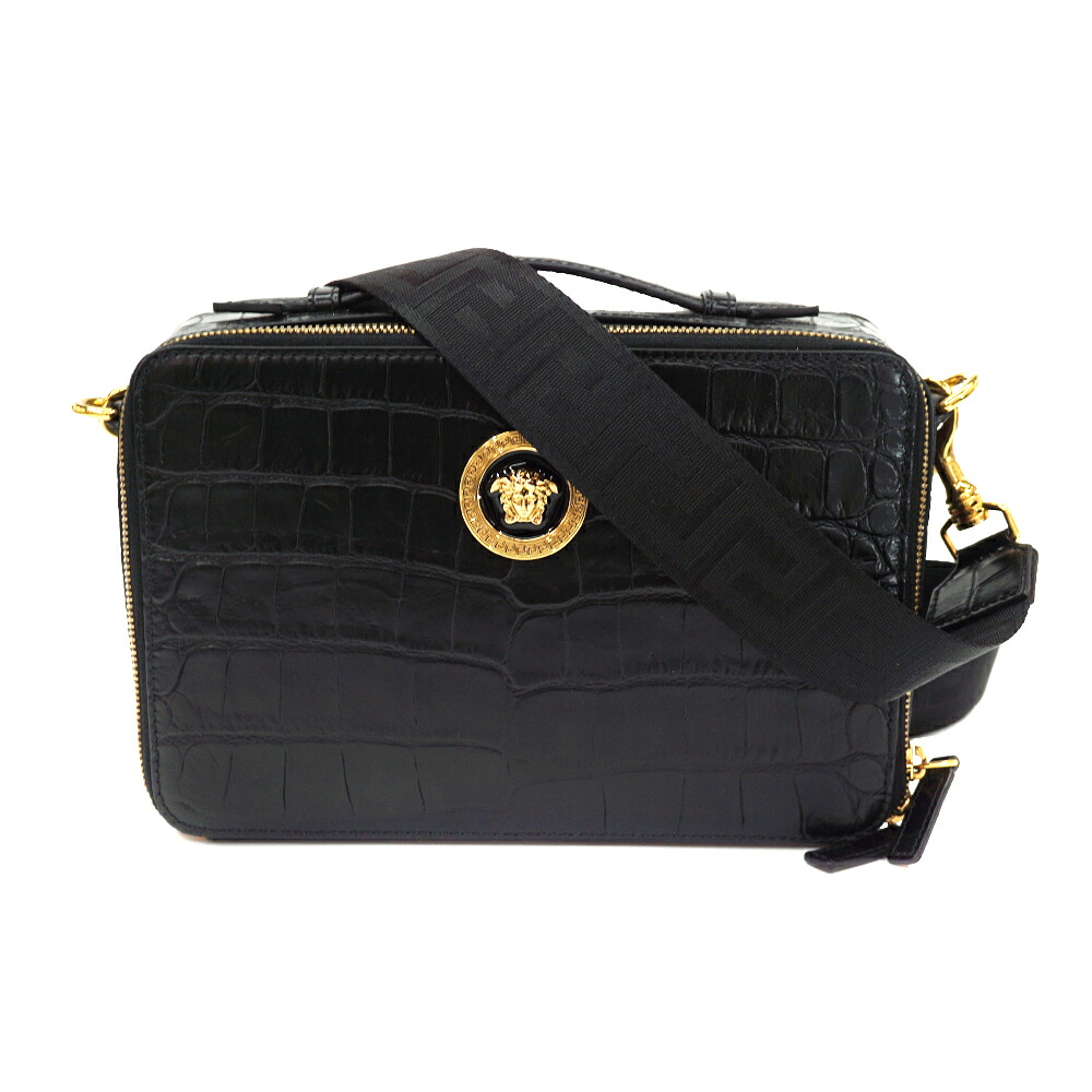 ヴェルサーチ Versace トップハンドル2WAYバッグ ブラック 【中古】