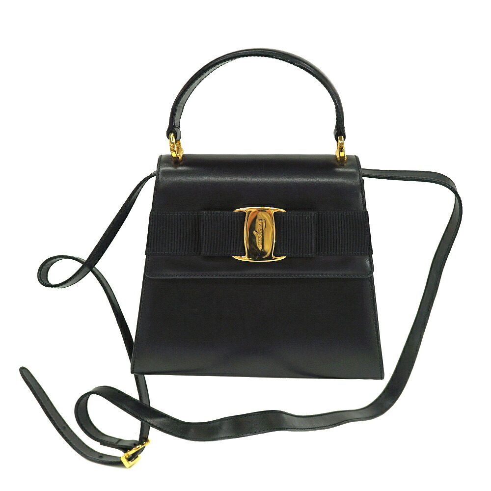 サルヴァトーレ フェラガモ Salvatore Ferragamo 21 5677 2WAYバッグ ショルダーバッグ ハンドバッグ ブラック 【中古】