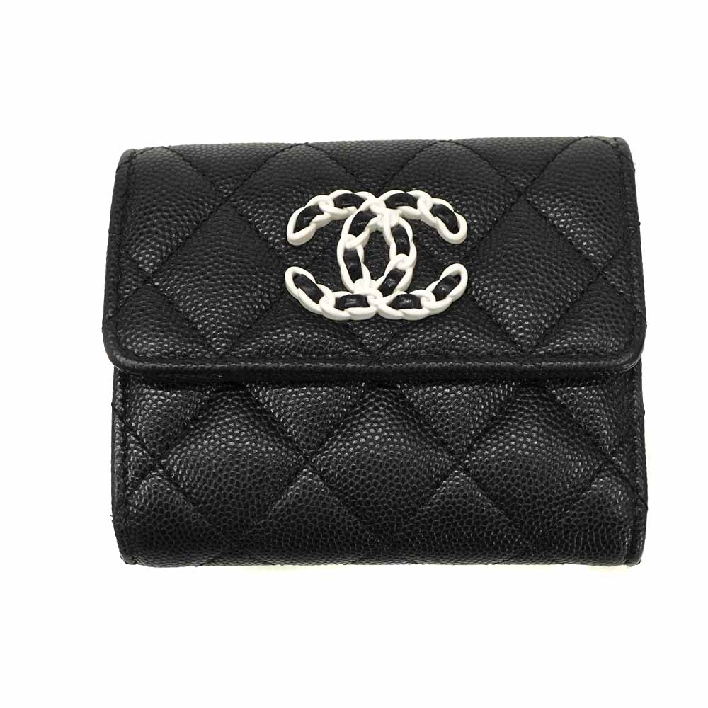 シャネル Chanel AP0954 スモールフラップウォレット キャビアスキン ブラック 【中古】