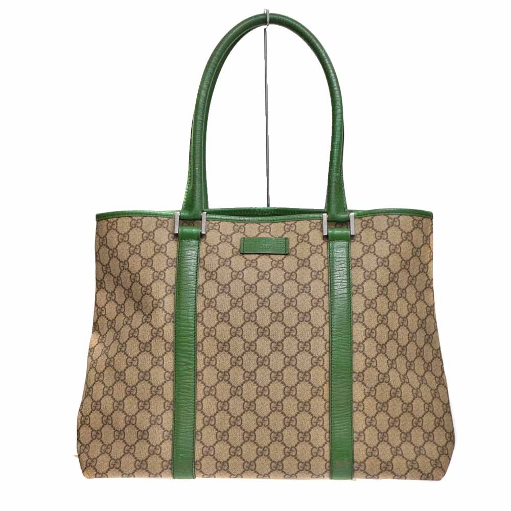 グッチ Gucci GGスプリームトートバッグ ベージュ 緑であること【中古】