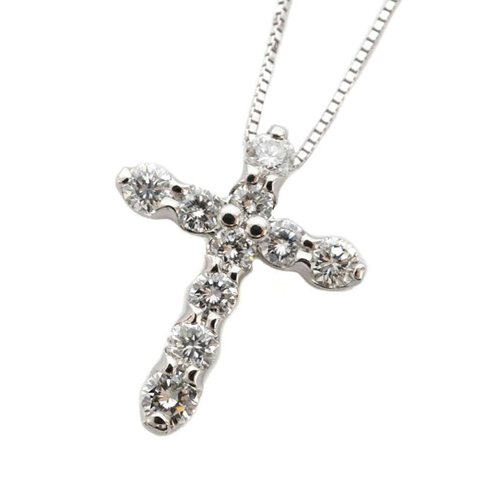 Pt850 Pt900 プラチナ D1.00ct ダイヤモンド ネックレス ジュエリー アクセサリー クロスモチーフ 【中古】｜質屋かんてい局 店